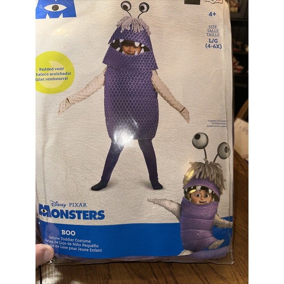 Boo Monsters, Inc. Deluxe Toddler Costume Sz L 4-6 Monster Pixar Disney Child - Picture 2 of 10